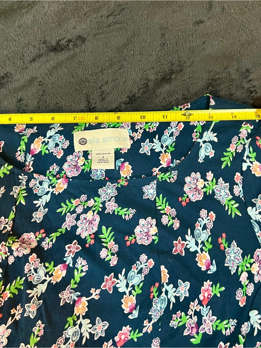 Ella Simone Wms Blue Floral Cotton S/S Pleated Skater Cottagecore Mini Dress S - Picture 10 of 14